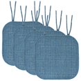 thumbnail image 2 of Sweet Home Collection Chair Cushion Memory Foam Pads With Ties Honeycomb Pattern Slip Non Skid Rubber Back Rounded Square 16"" X 16"" Seat Cover 4 Pack Aria Blue, 2 of 4
