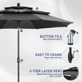 thumbnail image 6 of Autlaycil 10ft Black Patio Umbrella with Push Button Tilt and Crank, 8 Sturdy Ribs UV Protection Waterproof for Garden, Deck, Table, Pool, 6 of 7