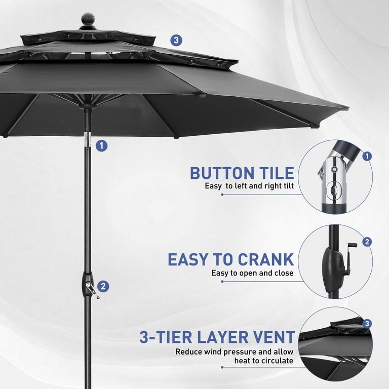 12' cantilever patio umbrella PURPLE LEAF 9x12ft Yard Umbrella in Wood Color, Cantilever Outdoor Sun Umbrella for Deck, Cream