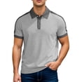 thumbnail image 4 of Men’s Polo Shirts Short Sleeve Quarter Button Up Tee Shirt Loose Fit Light Gray Mens Fashion Shirts, 4 of 4