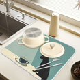 thumbnail image 2 of Yayeee Drying Mat for Kitchen Counter Dishes Microfiber Coffee Decorative Pad, Black Cat, 2 of 9