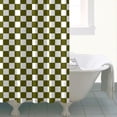 thumbnail image 4 of Olive Green and White Checkerboard Pattern Shower Curtain 84"x72" ,Bathroom Decorative Shower Curtains Set with 12 Hooks,Modern Waterproof Washable Shower Curtain, 4 of 6