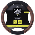 thumbnail image 3 of Auto Drive Brown Faux Leather Steering Wheel Cover, Universal Fit, Set of 1, 3 of 5