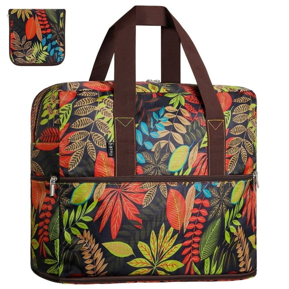 CshidWorld Foldable Duffle Bag for Travel Carry-On Bag - Women's Lightweight Waterproof & Tear Resistant Gym Bag with Floral Print & Multiple Pockets - Business, Sports, Overnight Trips, Multi-Color