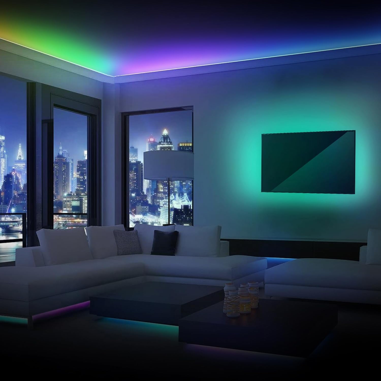 Monster Smart 100ft LED Strip Lights, Multicolor Flow LED Lights for Bedroom, Sound Reactive, App & Voice Control