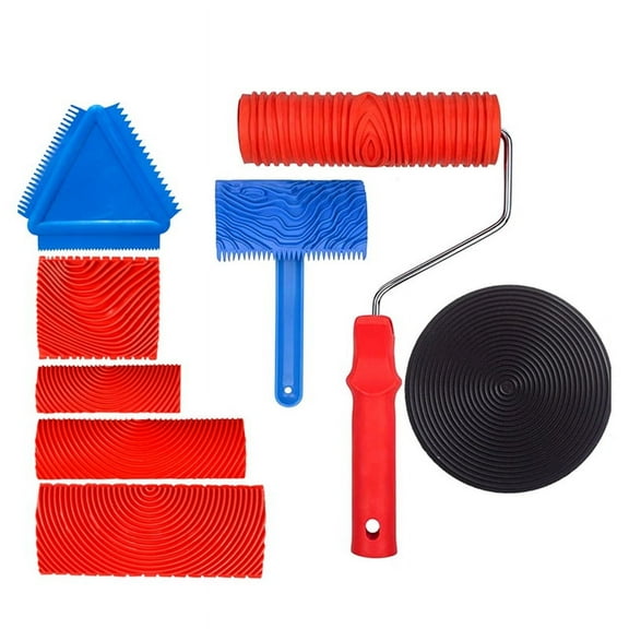 Rubber Wood Graining Tools Set Texture DIY Paint Roller Brush Pattern for Wall Room Home Yard Garden Painting