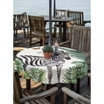 thumbnail image 3 of Round Outdoor Tablecloth With Umbrella Hole And Zipper– Tropical Botanical Waterproof Patio Table Cover for Party, Picnic, Backyard, 60" Dia. , Zebra Butterfly Leaf Green White Black, 3 of 8