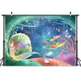 thumbnail image 4 of Mermaid Backdrop Under The Blue Sea Background for Teen Girls Birthday Party Decorations Banner Photographic Booth Props, 8X6, 4 of 5