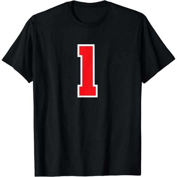 t-shirt Number #1 Sports Jersey Birthday Age Lucky Number Red White t-shirt mens t shirt