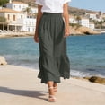 thumbnail image 4 of biudgviw Women's Maxi Skirt Casual Elastic Waist Tiered A-Line Skirt Summer Boho Flowy Long Skirts with Pockets for Beach Travel, 4 of 7