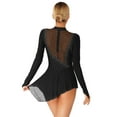 thumbnail image 2 of renvena Women Figure Skating Dress Long Sleeve Rhinestone Gymnastics Leotard Costumes Black XL, 2 of 7