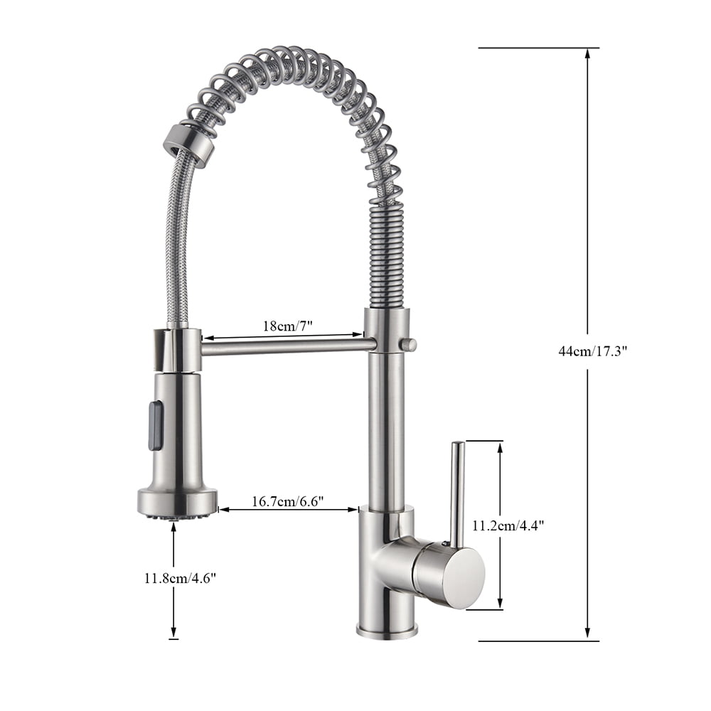 Senlesen Kitchen Sink Faucet Brushed Nickel Pull-Down Single Handle Tap