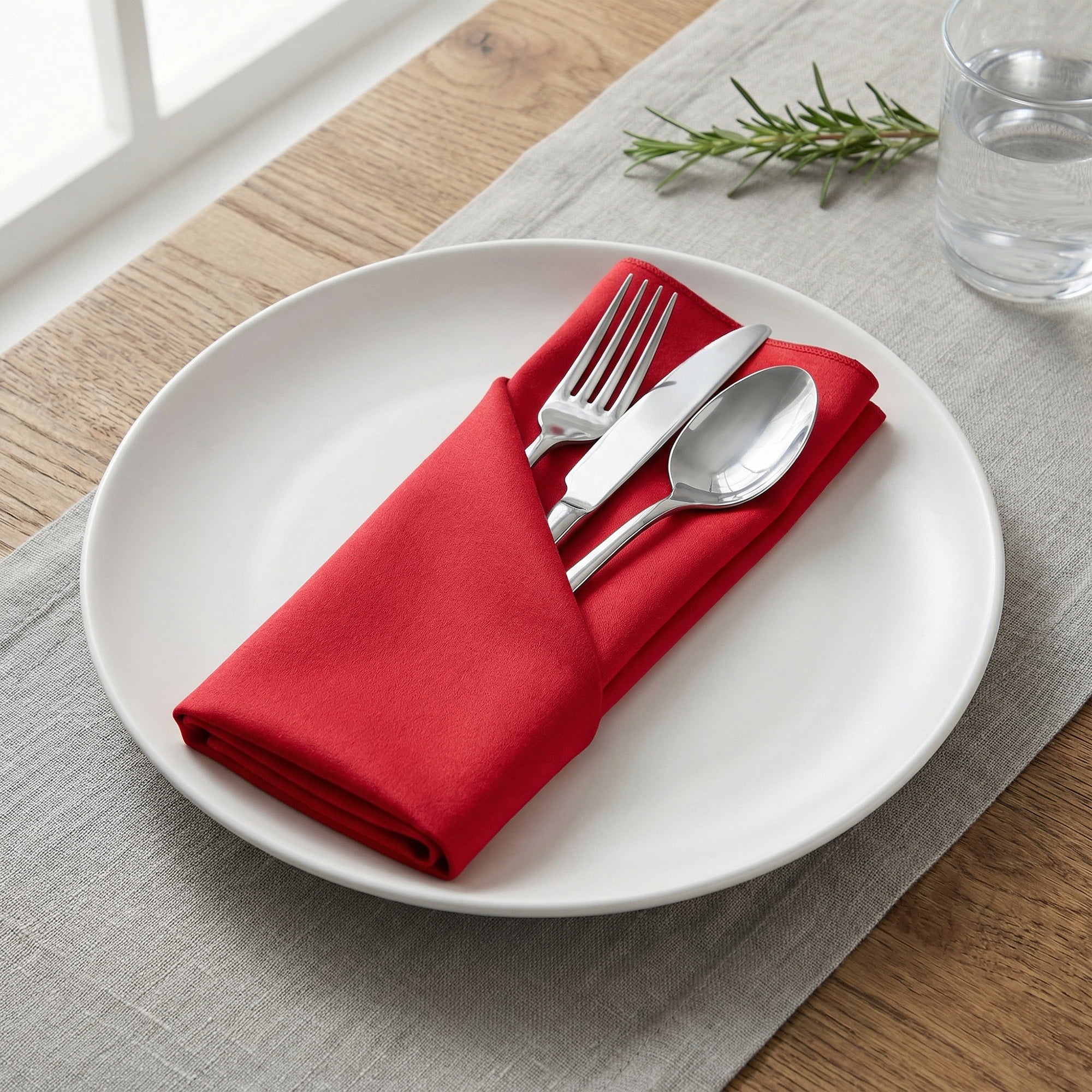 Unique Bargains 12Pcs Cotton Washable Reusable Cloth Napkins Burgundy 17x17inch