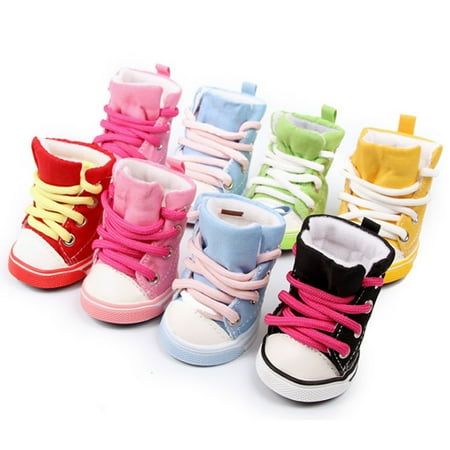 Purrfect 4Pcs Anti-Slip Laced Breathable Pet Shoes Boots Sneakers Dog Puppy Supplies
