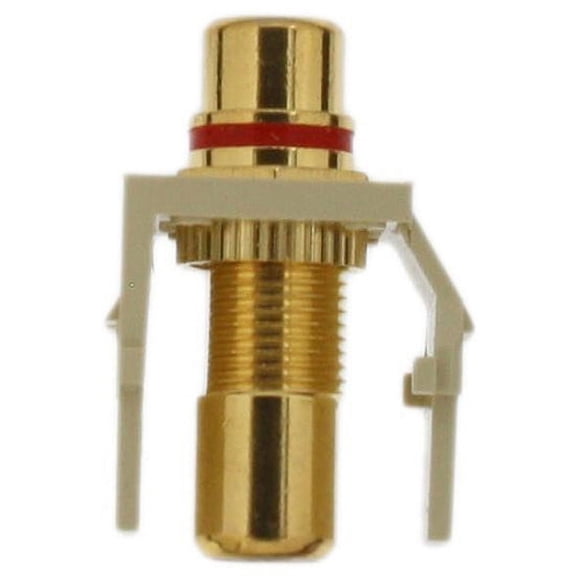 Leviton 30830-BIR QuickPort RCA Jack Connector, Red Stripe, Ivory