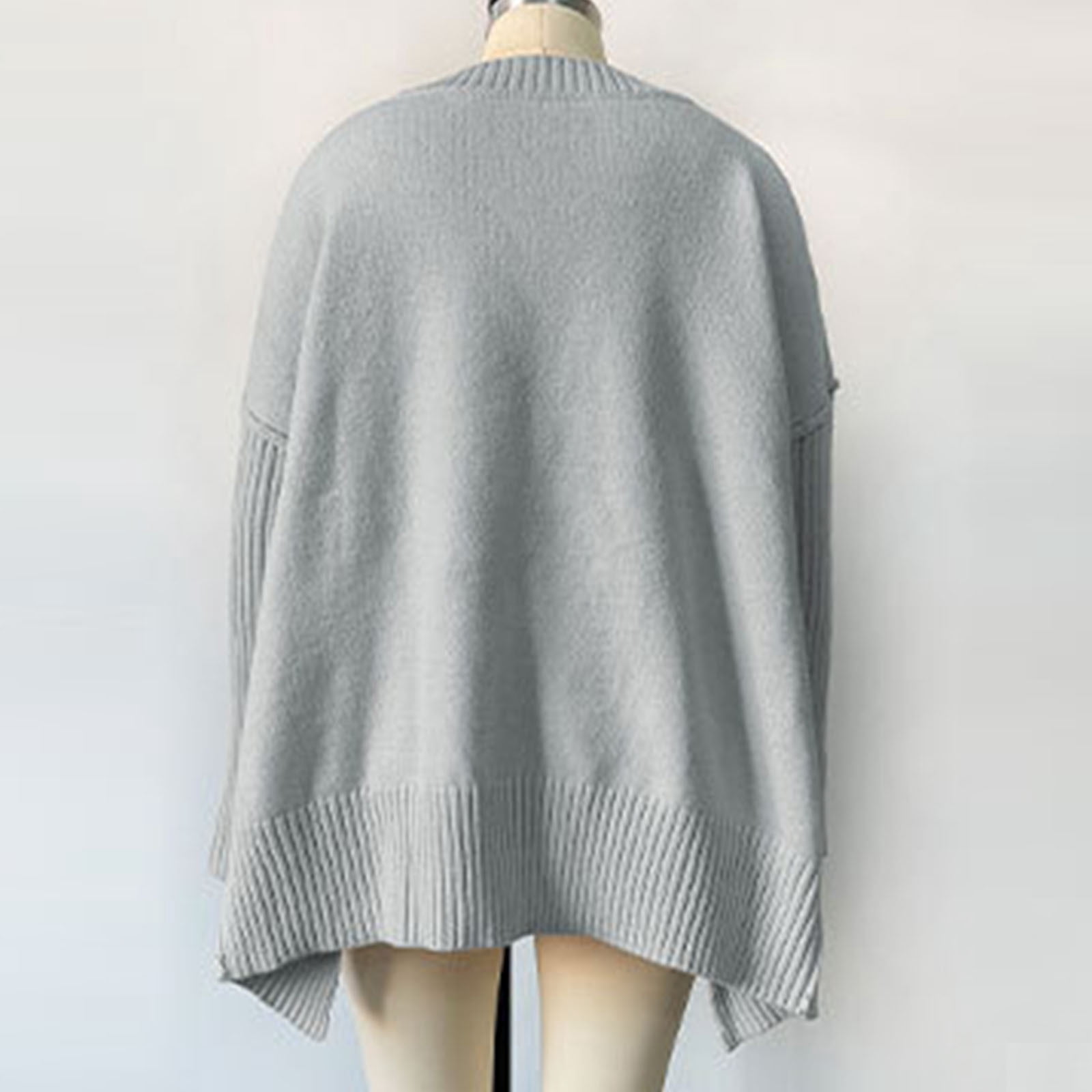 Gufahion Sweaters for Women Long Sleeve V Neck Oversized Knitted Sweaters Side Slit Pullover Womens Tops Fall Fashion Clothing, Gifts for Women