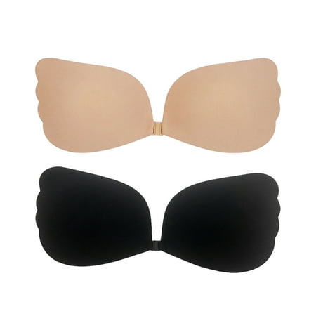 Strapless Bras For Women  Adhesive Invisible Backless Push Up Gathering Lift Up Cups Dresses Reusable Invisible Bra 2 Pairs