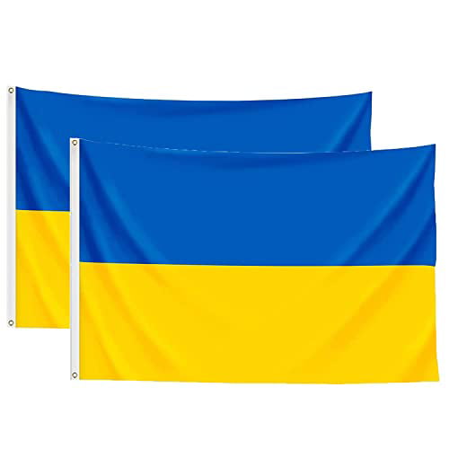 Ukraine Flag 3x5 FT Used for Outdoor Party Decoration Ukraine Flag Vivid Color and Fade Proof Canvas with Straps Durable Double Stitching and Polyester