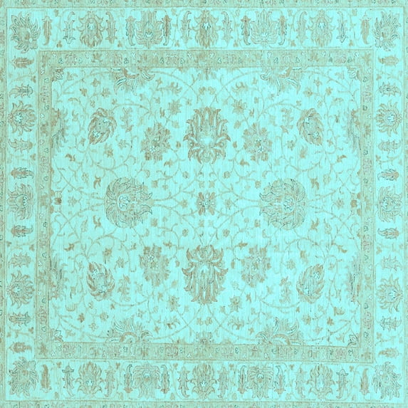 Ahgly Company Indoor Square Oriental Light Blue Traditional Area Rugs, 5' Square