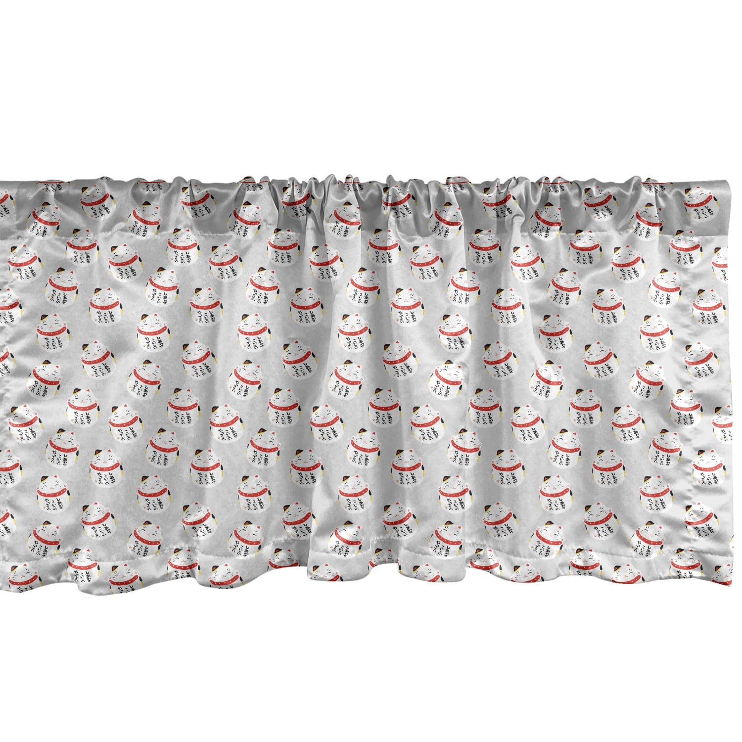 Japanese Cat Window Valance Pack of 2, Continuing Elements Themed
