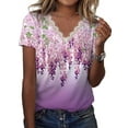 thumbnail image 1 of Gvmfive Women Plus Size Short Sleeve V Neck Lace Tops Tunic Blouse, 1 of 3