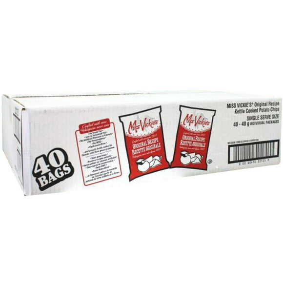 Miss Vickies Original Recipe Kettle Cooked Potato Chips, 40 Gram Pack of 40