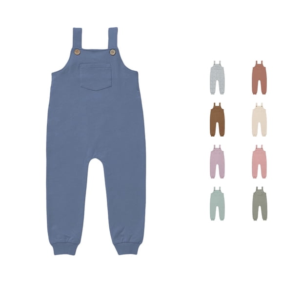 WhouRiu Baby Girls Casual Sleeveless Jumpsuits Solid Color Loose Overalls With Pockets Kids Summer Lightweight Breathable Cute Onesies,6-12 Months