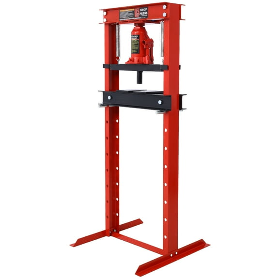 【LuckyNote】12-Ton Hydraulic Shop Press - Floor Mount H-Frame, with Press Plates & Adjustable Working Table 