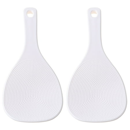 

CHAOMA 2Pcs Kitchen Non Stick Rice Paddle Hand Roll Spoons White Plastic Meal Spoon