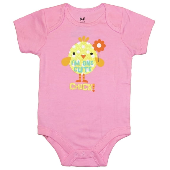 Easter Baby Girls I'm One Cute Chick Bodysuit (0-3 Months)