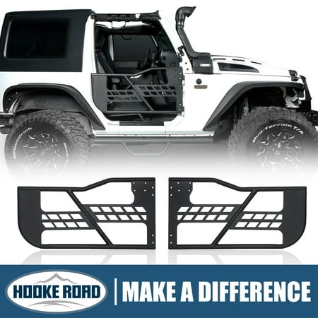 Hooke Road Fits 2007-2018 Jeep Wrangler JK 2 Dr Rock Crawler Steel Tube Textured Black Tubular Door