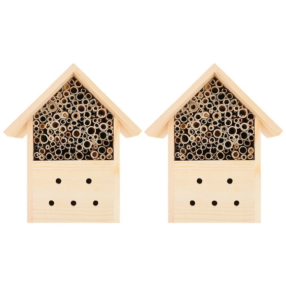 2pcs Wooden Insect House Insect Bee Outdoor House Honey Tool Bee Breeding Shelter