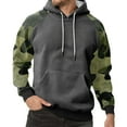 thumbnail image 2 of Men's Pullover Hoodie with Camouflage Print Raglan Sleeves and Adjustable Drawstring Hood Casual Fit Sweatshirt Top Dark Gray 2XL, 2 of 5