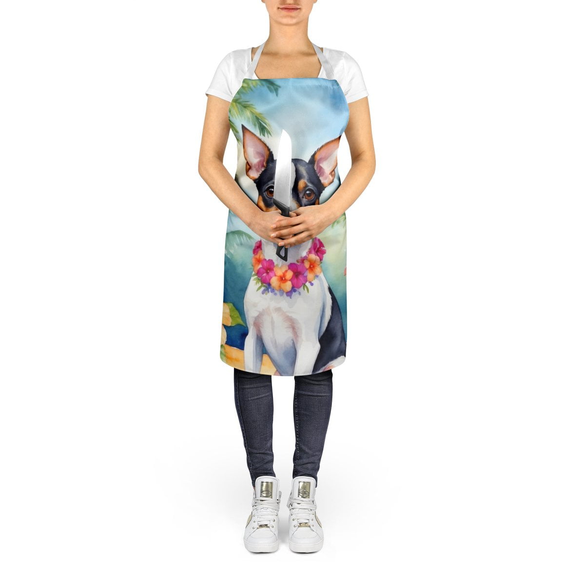 Rat Terrier Luau Apron 27 in x 30 in