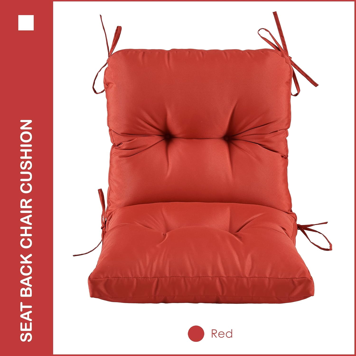Outdoor Indoor Seat/Back Chair Tufted Cushion,All-Weather Patio Chair Cushion with Ties,for Patio Furniture,Red