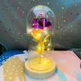 thumbnail image 1 of Cubierta de vidrio Simulación de flor de lámina de oro Rosa Luz LED Flor eterna Regalo del día de San Valentín Día de la madre Adornos creativos, 1 of 6