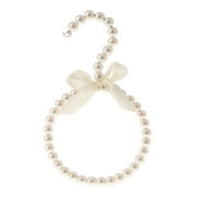 12cm Pearl Beaded Clothes Hanger Coat Scarf Tie Socks Silk Socks Hook Holder for Home Wedding Clothes Shop Decoration - White with Bowknot