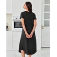 thumbnail image 4 of Ekouaer 3 Pack Long Nightgowns for Women Plus Size House Dress Short Sleeve Night Gown V Neck Casual Nightshirt, 4 of 6