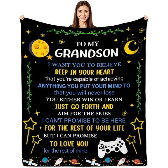 Grandson Blanket Gifts, Grandson Gifts from Grandma, Grandson Blanket Gifts Idea, to My Grandson Christmas Graduation Birthday Gift Blanket (60"x50")