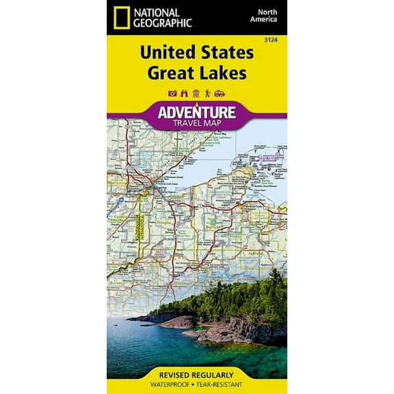 National Geographic Adventure Map United States, Great Lakes Map, Book 3124, (Paperback)