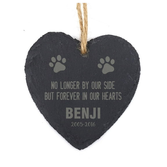 Darling Souvenir MADE WITH LOVE Personalized Hanging Benji Pet Memorial Paw Christmas Tree Ornament Engraved Heart Slate Custom Gift