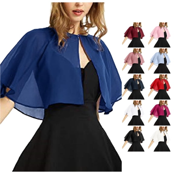 Ticikt Women Chiffon Cape Shrug, Single Button Short Sheer Bolero Shawl, Lightweight Dress Cover Up Capelet,BU2