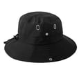 thumbnail image 3 of Sombrero para el , ancha, ajustable, con cordón, gorra de pesca occidental, sombrero de cubo de verano para mochileros, escalada, jardinería, Negro, 3 of 9