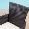 thumbnail image 4 of GDF Studio Kenerson Outdoor Wicker and Acacia Wood 7 Piece Dining Set with Cushion, Teak, Multibrown, and Beige, 4 of 10