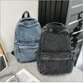 thumbnail image 7 of Sunyuer Vintage Washed Denim Backpack for Women Men, Distressed Casual Denim Backpack, Large Capacity Lightweight School Backpack, Durable Travel Daypack Classic Jeans Rucksack for Daily Outdoor, 7 of 7