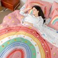 thumbnail image 4 of jejeloiu Boho Cute Rainbow 7pcs Bedding Comforter Set,3D Gold Stars Queen Bedding Sets For Girls Teens Reversible, 4 of 8