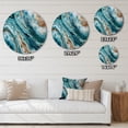 thumbnail image 4 of Designart "Marble Abstraction Blue and Gold IV" Abstract Marble Round Metal Art, 4 of 5