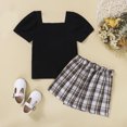 thumbnail image 5 of Siilsaa Baby Girl Shorts Set Girl's 2 Piece Outfits Short Sleeve T Shirt and Floral Flare Bell Bottom Pants Sets Black,90, 5 of 6