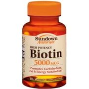 Sundown Biotin 5000 mcg Capsules 60 Capsules (Pack of 2)