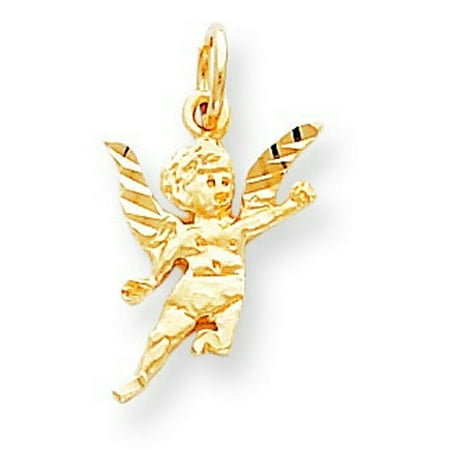 Yellow Gold Angel Charm - 10k Yellow Gold Solid Satin Angel Charm